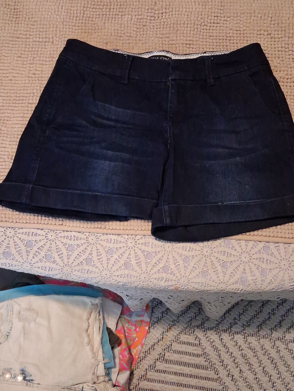 Dear John Dark Indigo Rolled Hem Denim Shorts